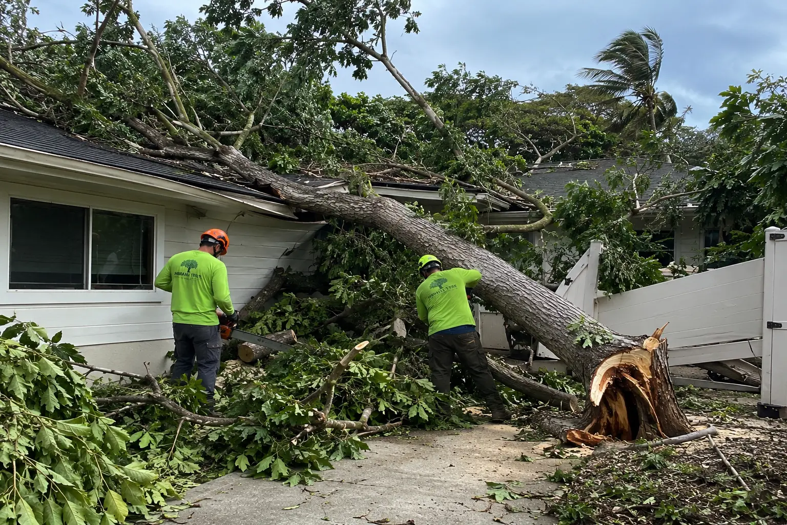 fallen tree on house honolulu